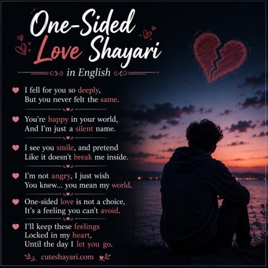 Heart-Touching One-Sided Love Shayari in English | Emotional Quotes